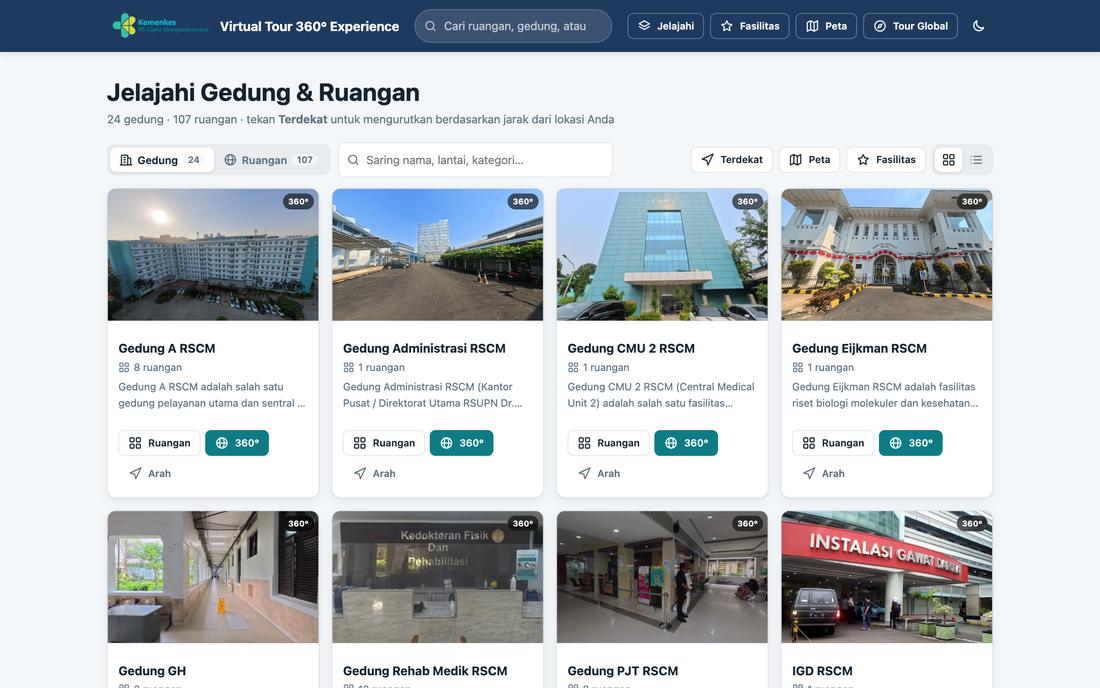 Daftar lengkap gedung & ruangan — tampilan komputer