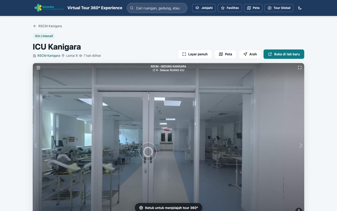Melihat ruangan dalam 360° — tampilan komputer